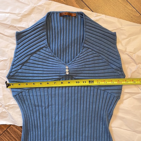 Belldini Ribbed Knit Sleeveless Teal Blue Sweater Top XL - Picture 6 of 8